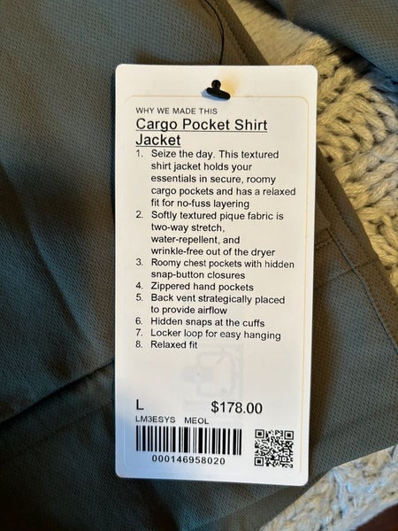 New with Tags lululemon Men's Large Cargo Pocket Shirt Jacket