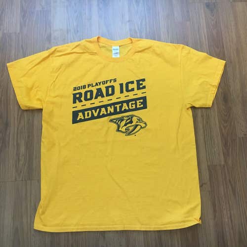 Nashville Predators NHL HOCKEY ROAD ICE ADVANTAGE 2018 Playoffs Size XL T Shirt!