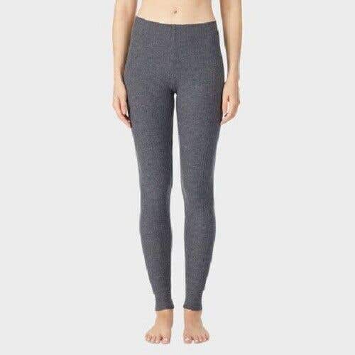 NWT Warm Essentials by Cuddl Duds Soft Ribbed Thermal Leggings Grey Size Small