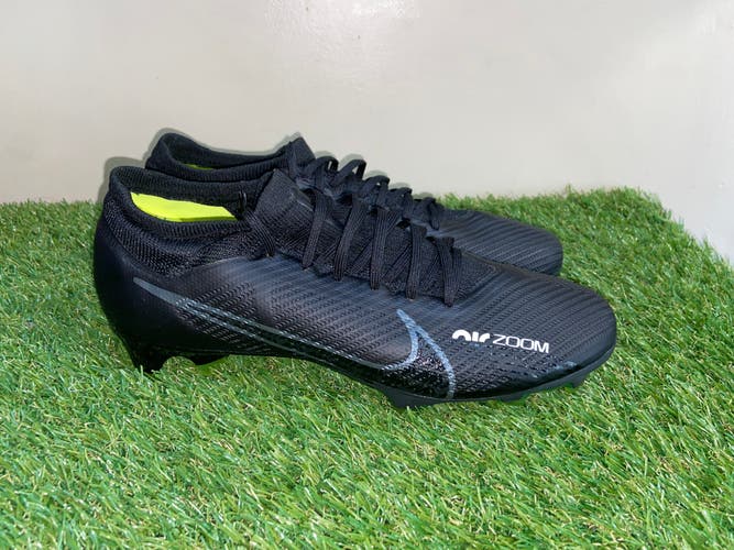 Nike Zoom Vapor 15 Pro FG Soccer Cleats Black Dark Smoke Volt DJ5603-001 Size 10