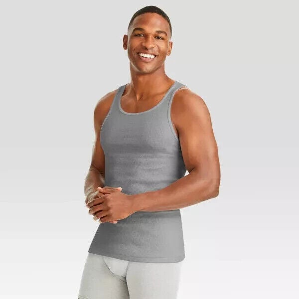 Lot of 3 New W/O Packaging Hanes ComfortSoft Men's Ribbed Tanks Grey Size  Large