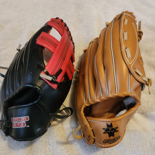 Vintage Two Indianapolis Indians baseball gloves 10.5" Custom Built. New