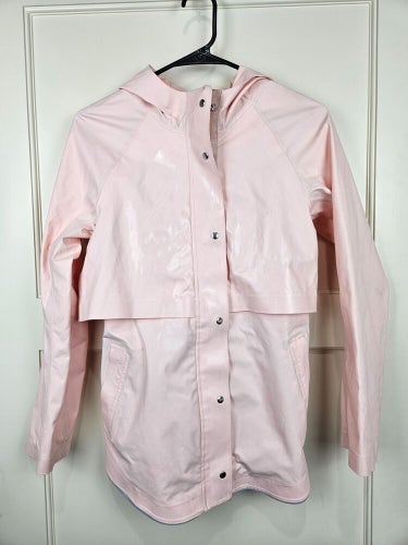 Ivivva Lululemon Girls Pink Rubber Rain Jacket Coat Waterproof Size: 12