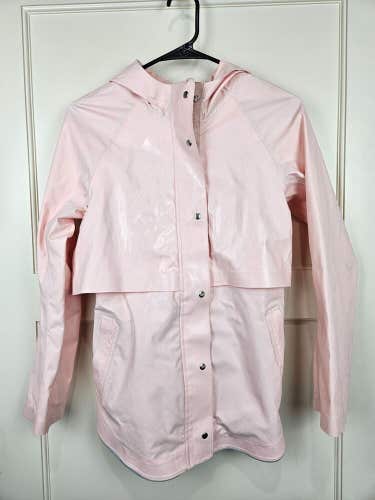 Ivivva Lululemon Girls Pink Rubber Rain Jacket Coat Waterproof Size: 12