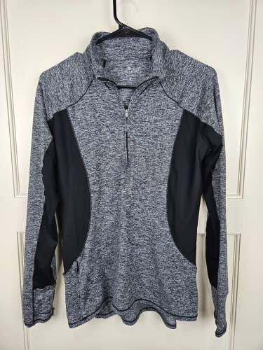 Athleta Running Wild Space Dye Grey & Black Half Zip Pullover Shirt Size: M