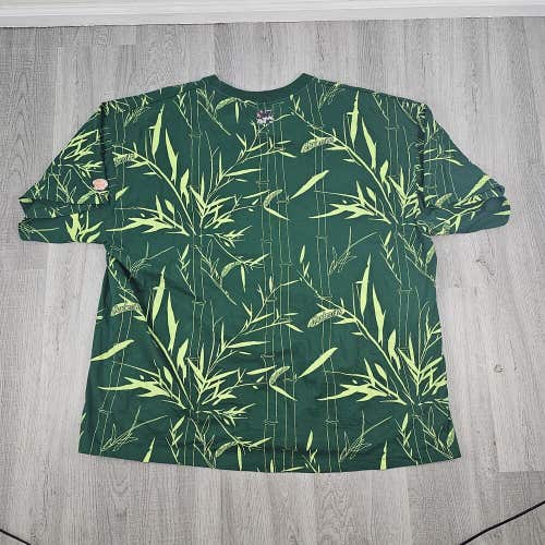 VINTAGE Akademiks Shirt Adult 4XL XXXXL Tiger Logo Green Tropical Leaf Tree
