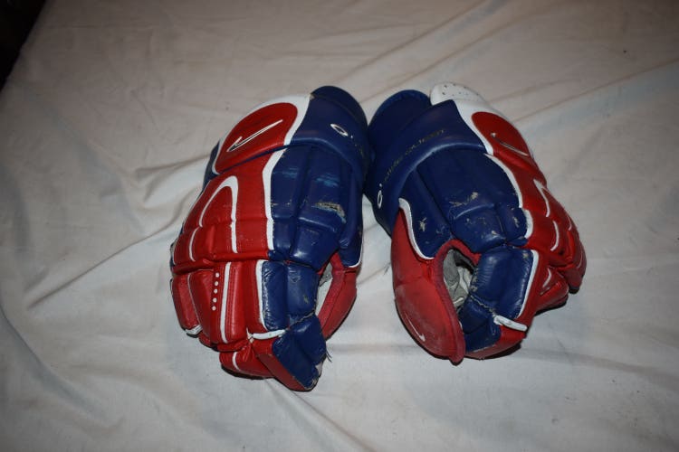 Nike Alpha Project Air Q1 Quest Pro Stock Hockey Gloves, Red/White/Blue, Senior XXL 15.5"
