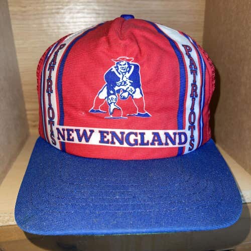 Vintage New England Patriots Snapback Mesh hat by AJD Lucky Stripes USA Made 80s