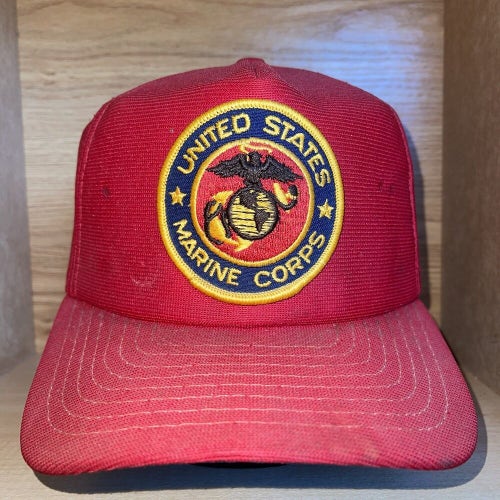 Vintage United States Marine Corps Patch Snapback Trucker Hat Cap USA