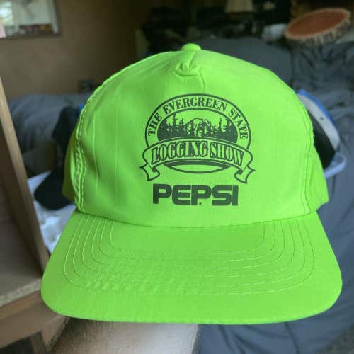 Vintage Pepsi Logging Show Evergreen State Olympia Washington Snapback Hat RARE