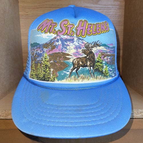 Vintage Mt. St Helen’s Mountain Elk Deer Nature Outdoors Snapback Cap Hat RARE