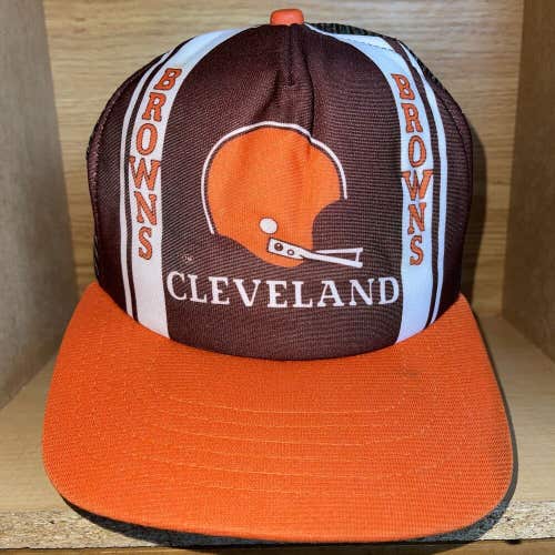 Vintage New Era Cleveland Browns Snapback Hat Mesh Trucker NFL Cap 1980s