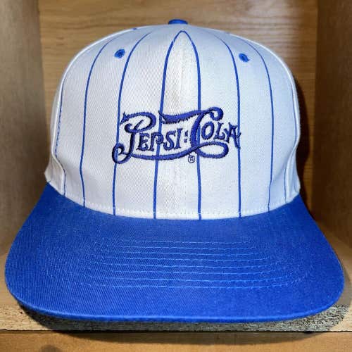 Vintage Pepsi Cola Striped Snapback Cap Hat Pinstripe Rare