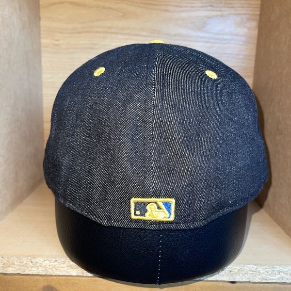 New Era Milwaukee Brewers Limited Denim Jean Fitted Hat Cap Size 7 5/8 - RARE