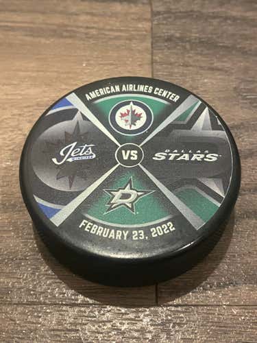 Exclusive NHL Arena Collection Dallas Stars vs Winnipeg Jets Official Matchup Hockey Puck