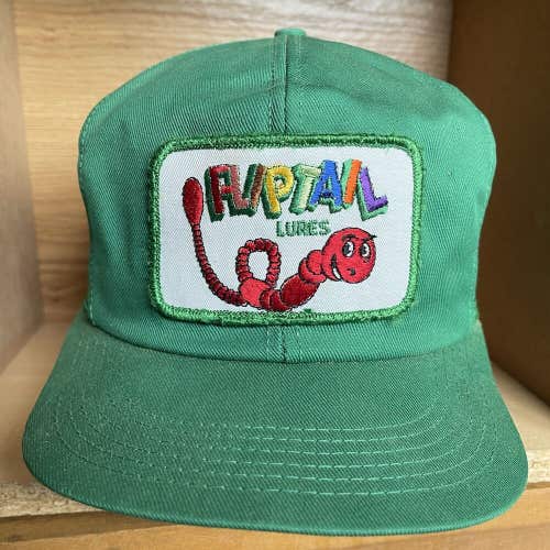 Vintage Fliptail Lures Fishing Patch Snapback Mesh Trucker Hat Cap 80s