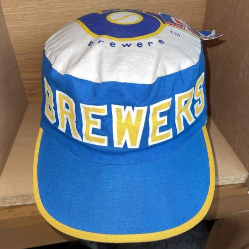 Vintage NEW Milwaukee Brewers MLB Painters Cap Elastic Hat Rare Cap
