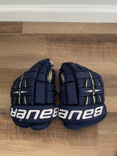 Used Bauer 13" Pro Stock 4 Roll Gloves Navy