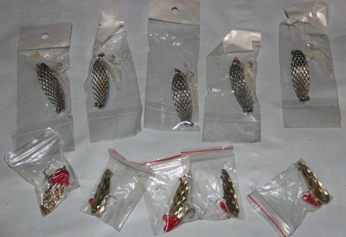 LOT 10 fishing spoons 5+5 gold and silver fishing spoons  Free S/H NEW