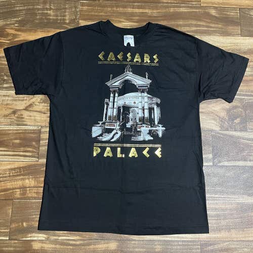 Vintage Caesars Palace Single Stitch Gold Letter T-Shirt Men's Size Large Black
