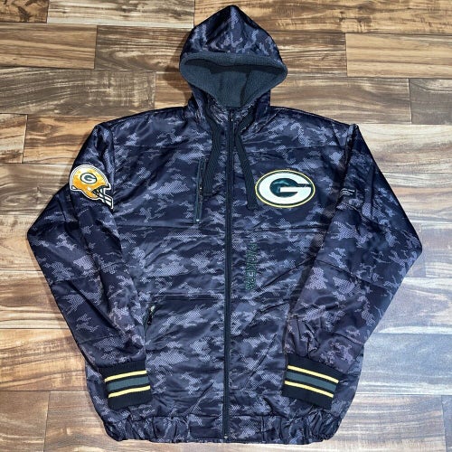 Green Bay Packers NFL Camouflage Hoodie Jacket Size Medium M Puffer Soft Zip