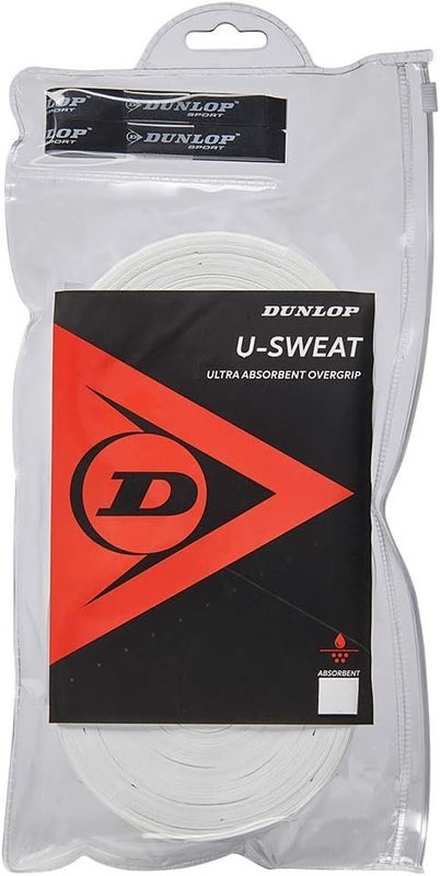 Dunlop Sports U Sweat Overgrip, Roll of 30, White