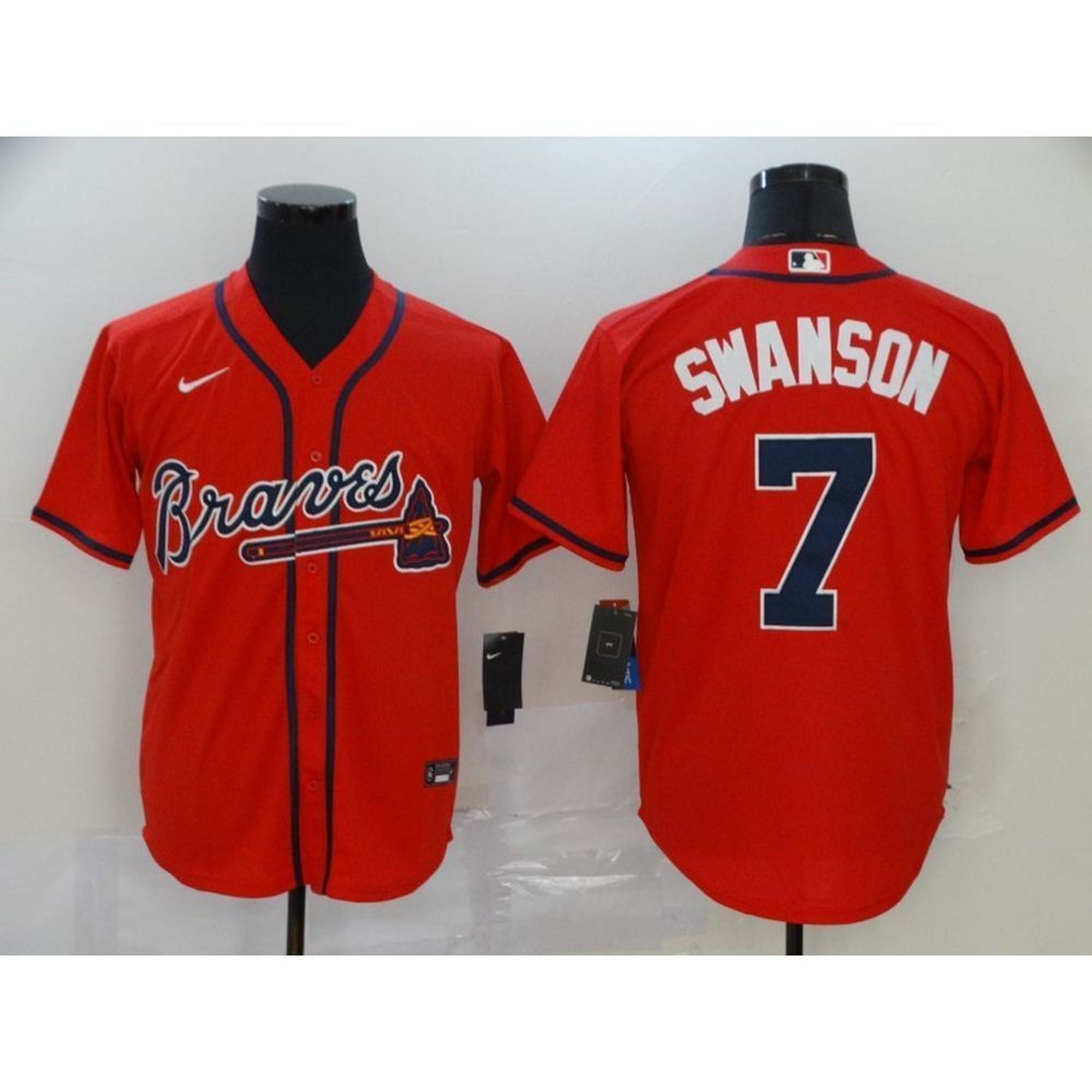 Youth Atlanta Braves Dansby Swanson #7 Red Replica Baseball Jersey