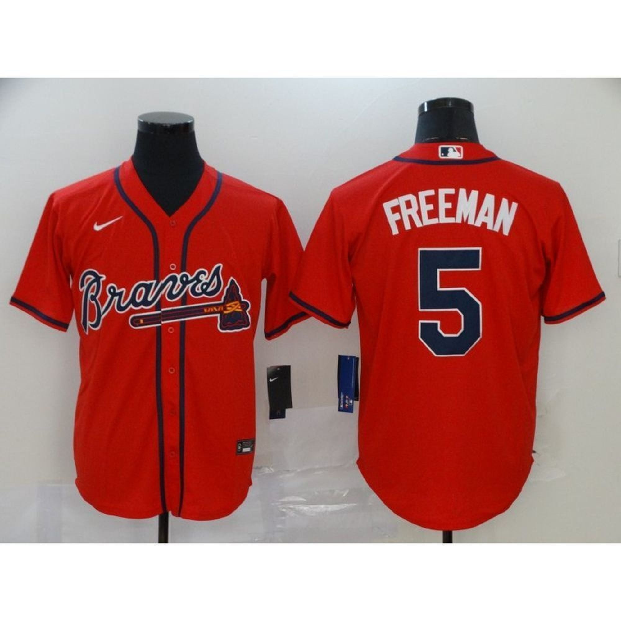 Atlanta Braves Freddie Freeman red #5 Throwback jersey