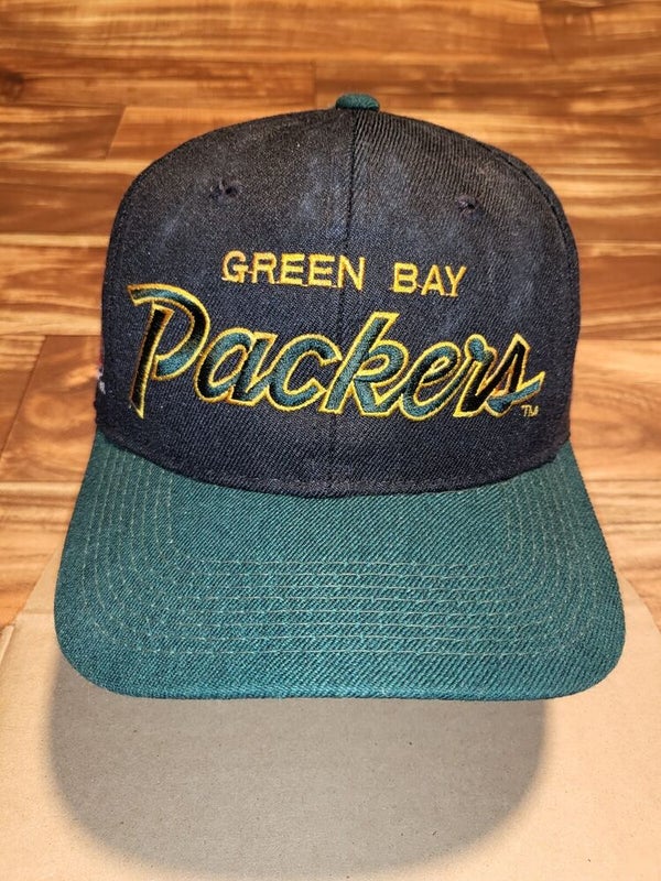 Vintage Rare Green Bay Packers Sports Specialties Wool Script Hat Snapback Cap