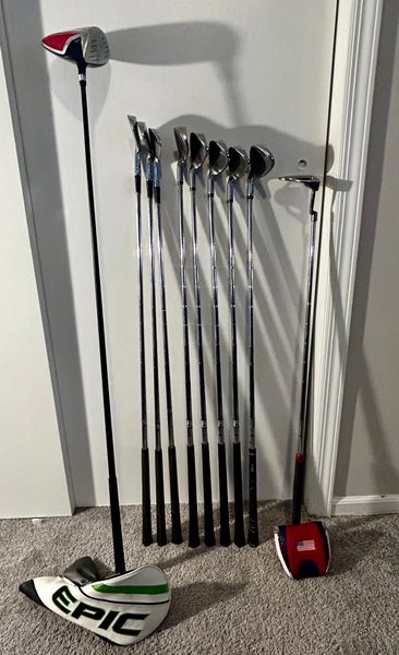 Men's 10 Pieces Clubs (Full Set), TaylorMade Glove & 50 Assorted Name Brand Balls