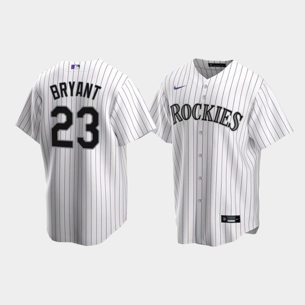 Nike MLB Colorado Rockies (Kris Bryant) Men's Replica Baseball Jersey - White/Purple S