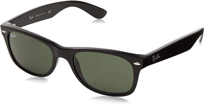Ray-Ban Unisex Sunglasses Black Frame, Green Lenses, 52MM