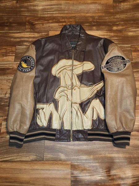 Vintage Rare Looney Tunes Leather Daffy Duck Promo 2002 Warner Bro Jacket  Sz 3XL