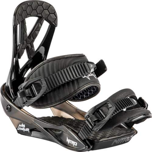 Nitro Mini Charger Youth Snowboard Bindings Small (US 3 - 6.5) Black New