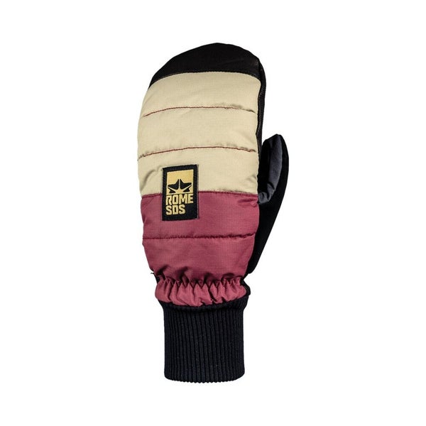 Rome Rustler Snowboard Mitts, Men's Medium, Tan / Burgundy New