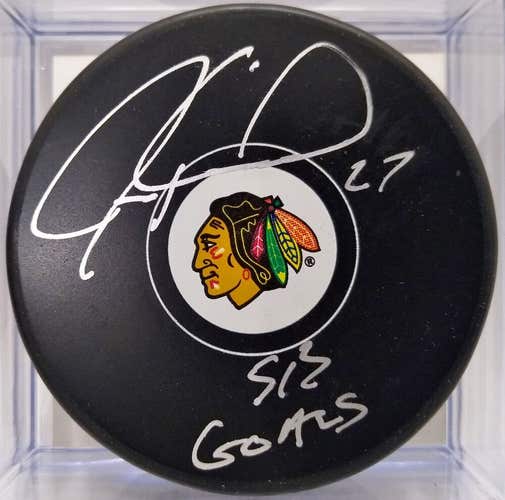Jeremy Roenick Signed Chicago Blackhawks NHL Hockey Puck Autographed 513 GOALS