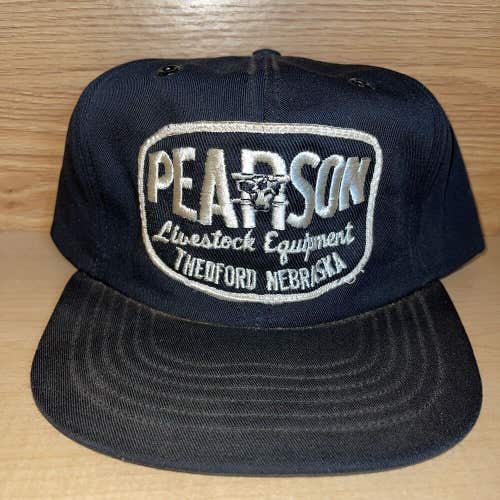 Vintage Pearson Livestock Equipment Thedford Nebraska Patch Snapback Hat Cap