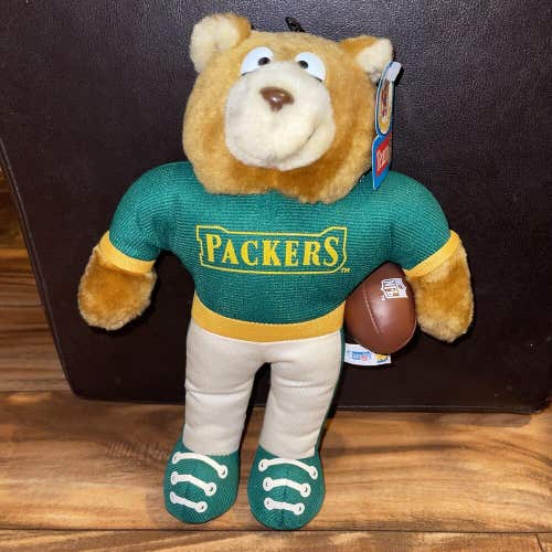 Vintage Green Bay Packers Stuffed Plush Teddy Bear 1992 New With Tags NFL