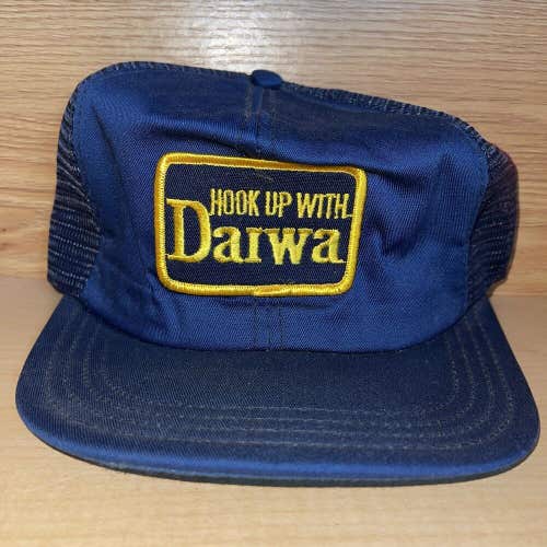 Vintage Daiwa Hook Up With Snapback Mesh Trucker Hat Cap Patch Fishing Rare