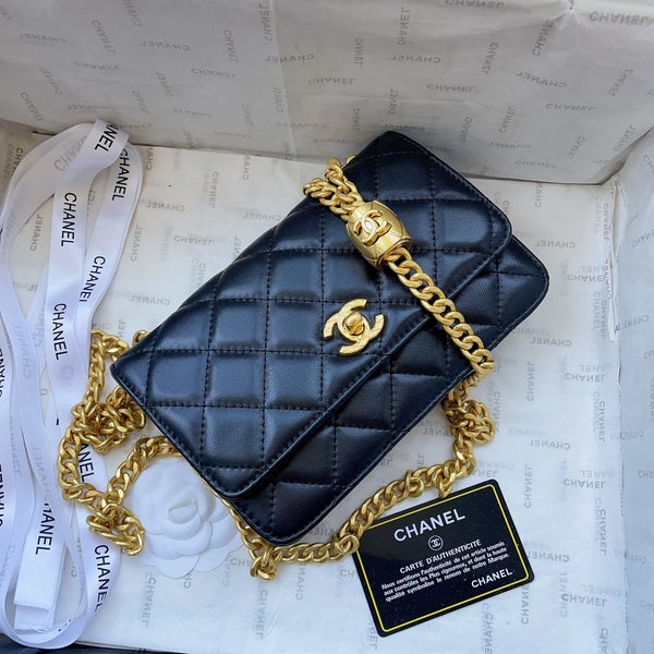 Chanel Black Quilted Calfskin Crossbody Flap Gold Hardware, 2021 Available  For Immediate Sale At Sotheby's