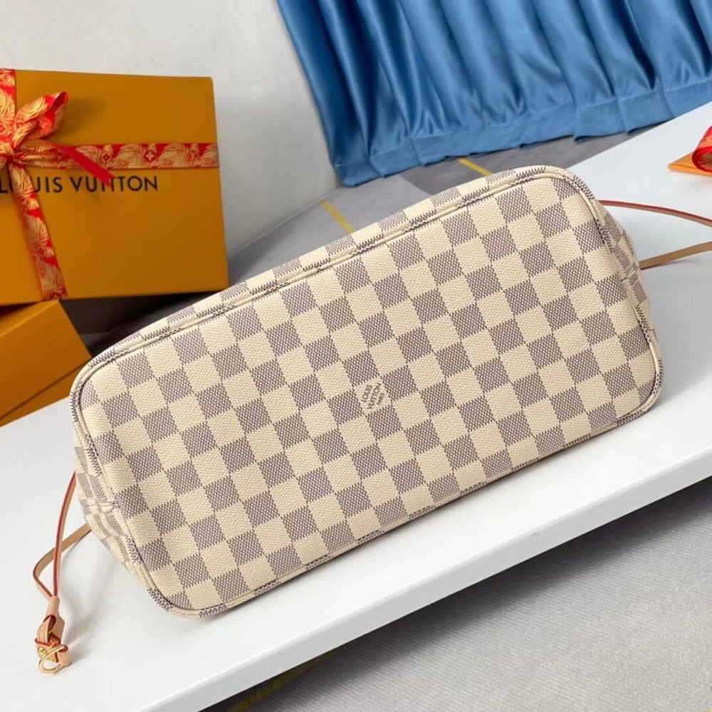 Louis Vuitton Neverfull Checkerboard Handheld Shoulder Bag Cherry Blossom  Pink-1