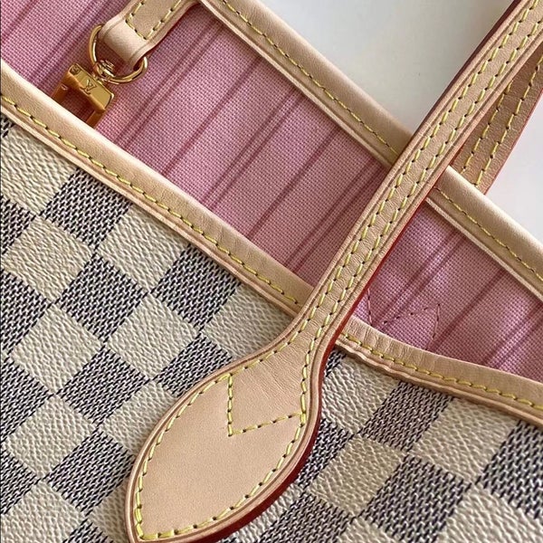 Louis Vuitton Neverfull Checkerboard Handheld Shoulder Bag Cherry Blossom  Pink