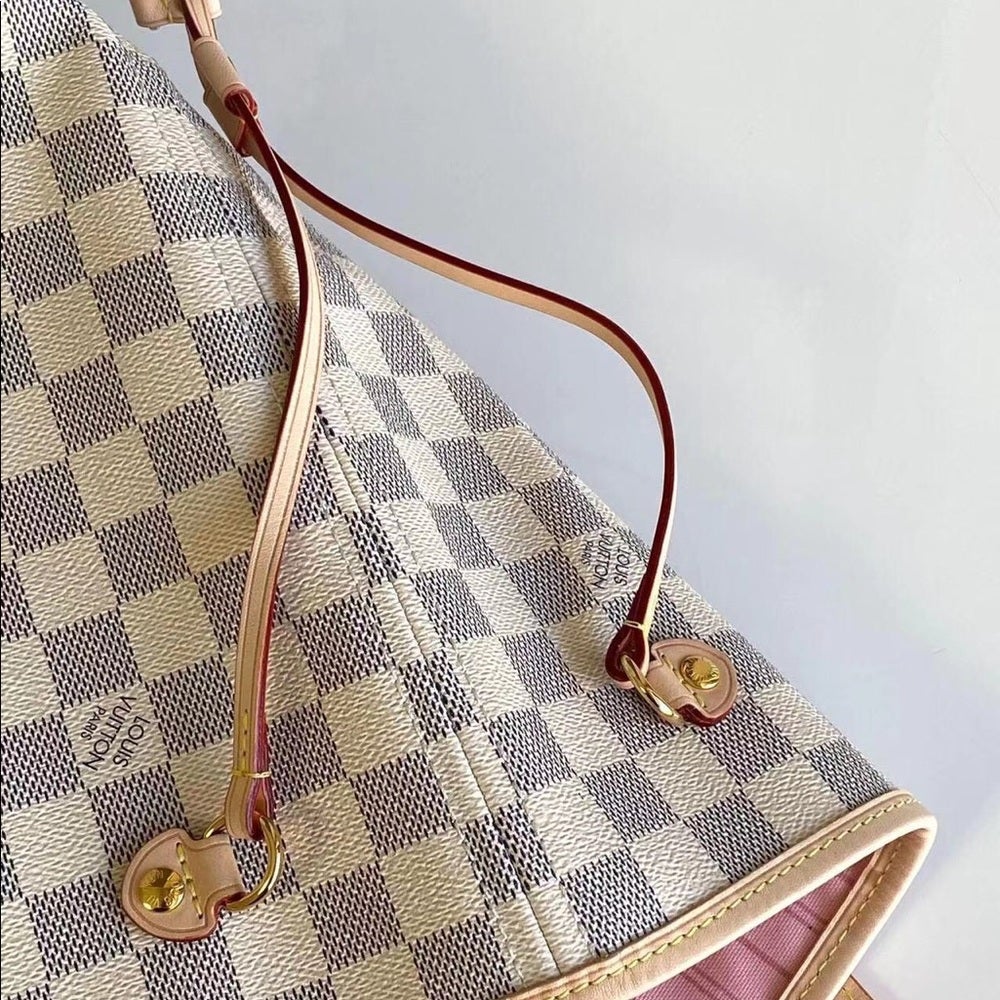 Louis Vuitton Neverfull Checkerboard Handheld Shoulder Bag Cherry Blossom  Pink-1