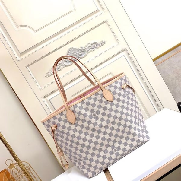 Louis Vuitton Neverfull Checkerboard Handheld Shoulder Bag Cherry