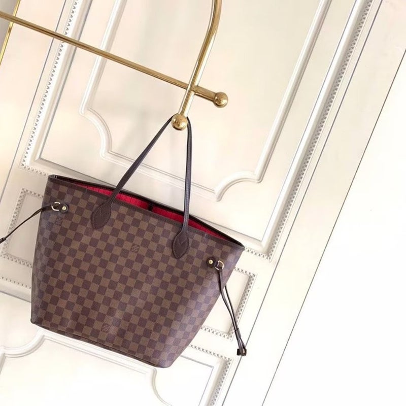 Louis Vuitton, Bags, The Louis Vuitton Neverfull Mm In Damier Ebene With  A Cherry Interior