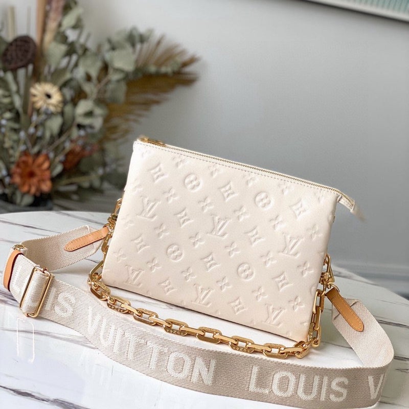 Louis Vuitton Cream Monogram Lambskin Coussin PM