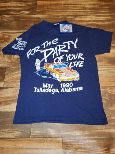 Vintage Rare 1990 Talladega Nascar Racing Promo Navy Blue T Shirt Size Medium