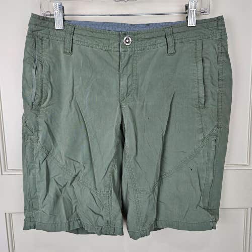 Kuhl Spire Twill Hiking Cargo Shorts Green Zip Pockets Womens Size 6
