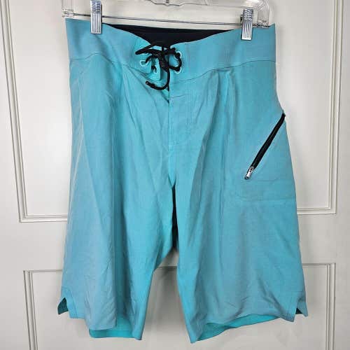 Lululemon Men Green Board Shorts Swim Trunks Zip Pocket Surf Lined Size 30