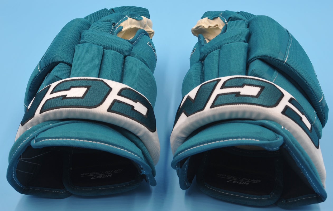 San Jose Sharks Chmelevski NWOT Teal Game Worn Pro Game-Used Gloves NHL